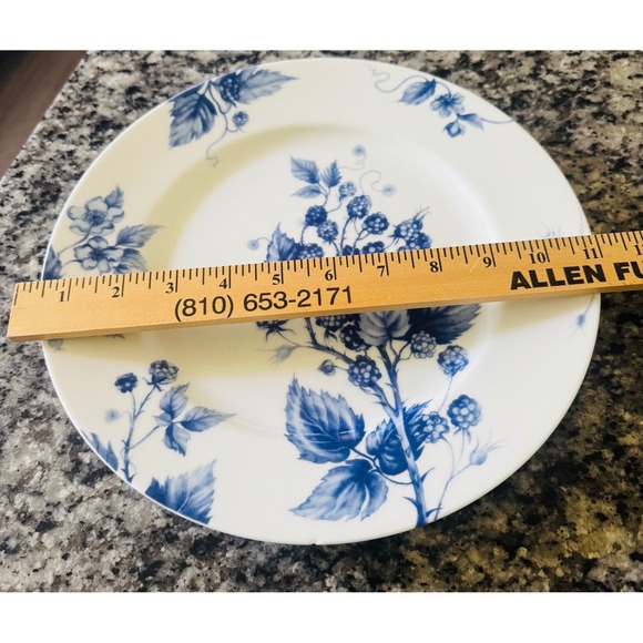 Williams Sonoma Ormonde Porcelain Plates Set of 4 Blue Berry Floral - Picture 5 of 7